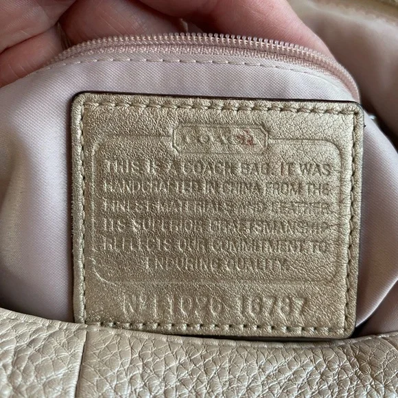 Coach Kristin Champagne Cream Pebble Soft Leather Hobo, Large, Dust Bag, Strap - Picture 12 of 15